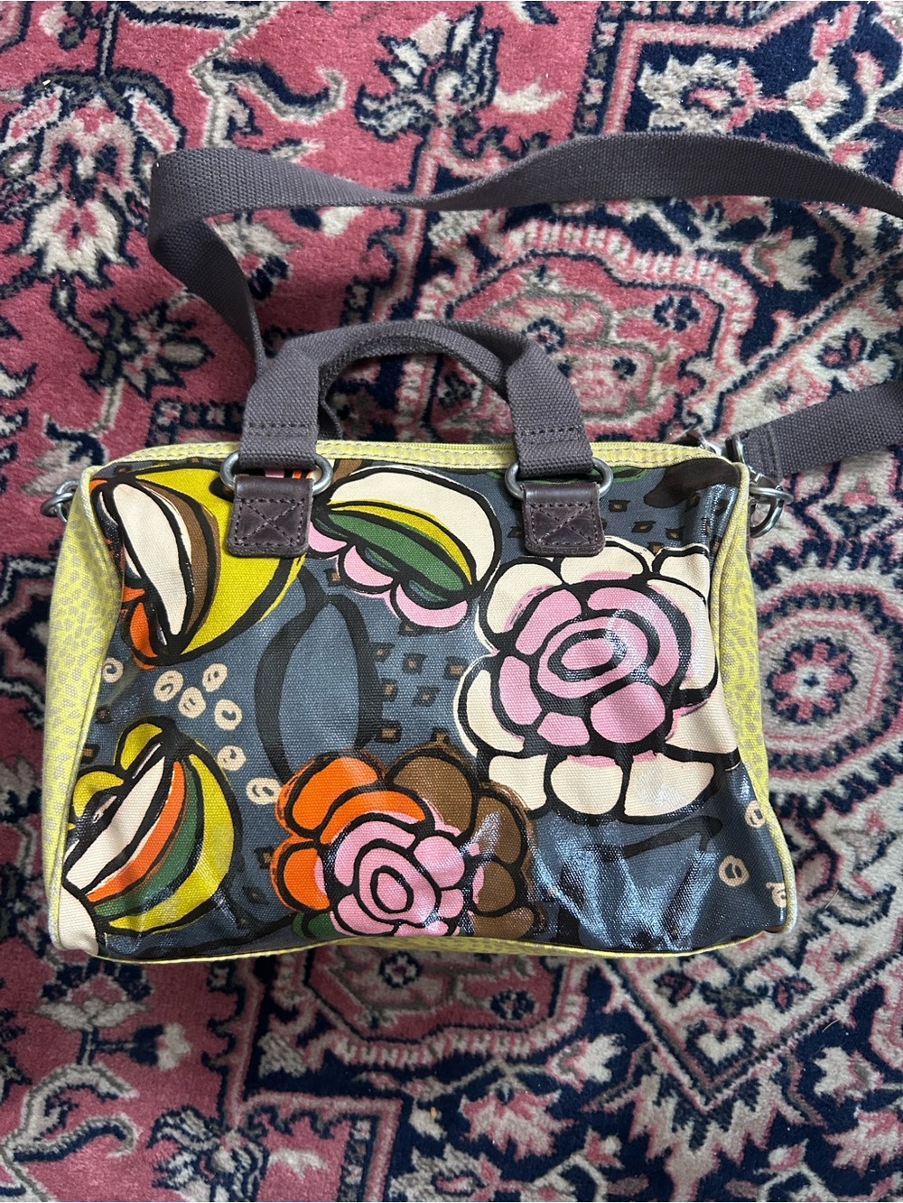 Fossil key-per Floral Canvas Crossbody Bag - Pink, Orange, Yellow, Green, Brown